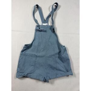 Miou Muse Women S Short Bib Overalls Romper Dusty Blue Cotton Shortalls Small